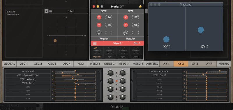 midi controller with xy pad